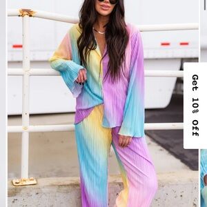 Dressed in LALA Rainbow Pantsuit